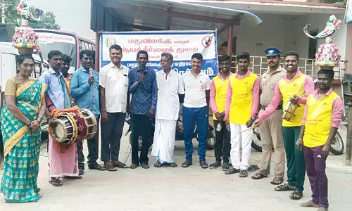 சிவகிரியில் மதுபானங்களுக்கு எதிரான விழிப்புணர்வு பிரசாரம்