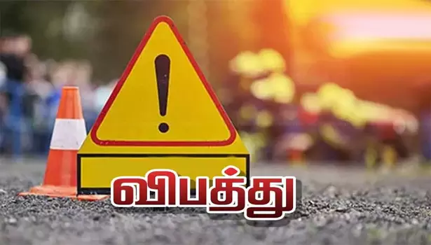 டயர் வெடித்து நின்ற லாரி மீது கண்டெய்னர் லாரி மோதி டிரைவர் பலி டயர் வெடித்து நின்ற லாரி மீது கண்டெய்னர் லாரி மோதி டிரைவர் பலி