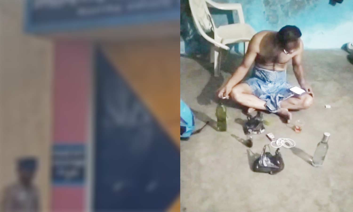 ஜெயிலில் மது அருந்திய சிறைக்காவலர்