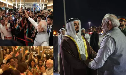 ஐக்கிய அரபு எமிரேட்ஸ் சென்றடைந்த இந்திய பிரதமர் மோடிக்கு உற்சாக வரவேற்பு