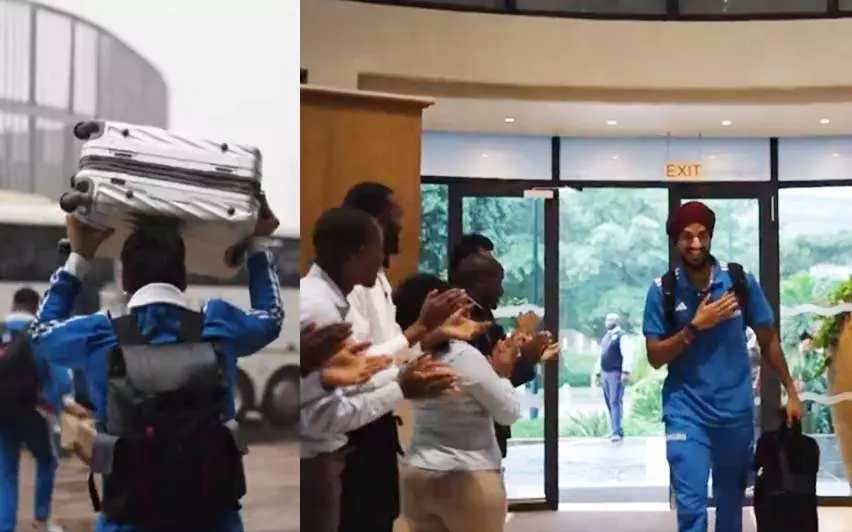 தென்னாப்பிரிக்காவுக்கு சென்ற இந்திய கிரிக்கெட் வீரர்களுக்கு உற்சாக வரவேற்பு- வீடியோ