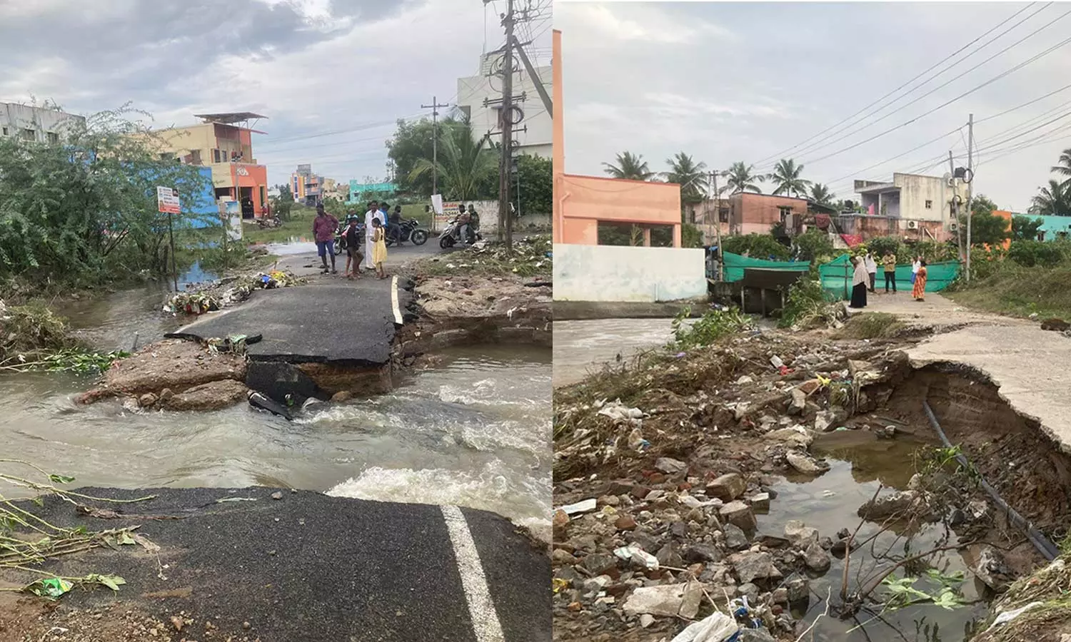 மழை வெள்ளத்தில் 3 தரைப்பாலங்கள் உடைந்தன- வாகன போக்குவரத்து துண்டிப்பு