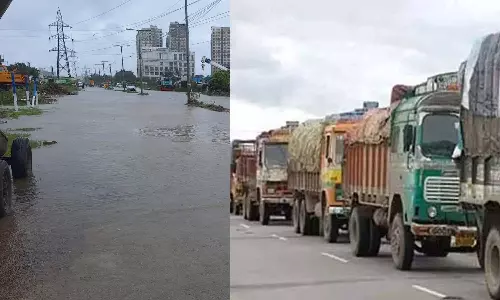 மழை தண்ணீர் வடிய ஆரம்பித்ததால் 35 ஆயிரம் லாரிகள் மீண்டும் ஓட தொடங்கியது