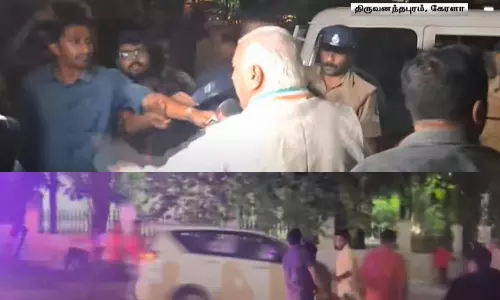காரை வழிமறித்து மாணவர்கள் போராட்டம்: ஆவேசம் அடைந்த கேரள மாநில ஆளுநர்