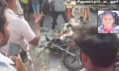 சிதம்பரத்தில் லாரி மோதி சிறுமி பலி: தந்தை படுகாயம்