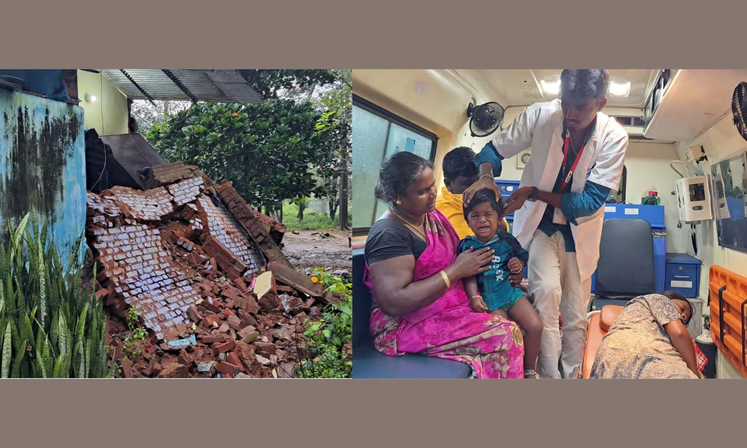 வருசநாடு அருகே வீடு இடிந்து விழுந்ததில் 3 பேர் படுகாயம்- கர்ப்பிணி உயிர் தப்பினார்