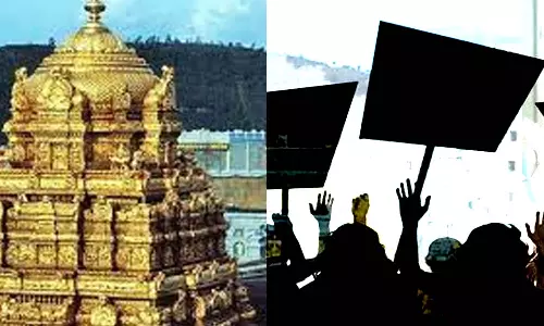 சம்பளம் வழங்காததால் திருப்பதியில் துப்புரவு பணியாளர்கள் போராட்டம்