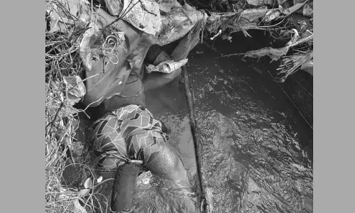 வெள்ளத்தில் சிக்கி மாயமான வாலிபர் 2 நாட்களுக்கு பிறகு ஓடையில் பிணமாக மீட்பு