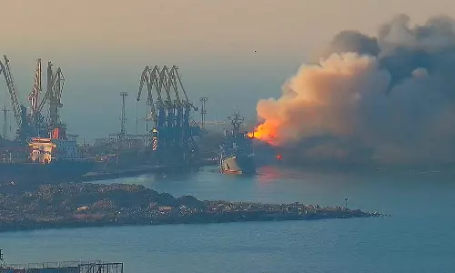 ரஷிய போர்க்கப்பலை அழித்த உக்ரைன் விமானப்படை