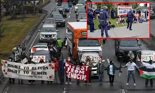 நியூயார்க்- லாஸ் ஏஞ்சல்ஸ் விமான நிலையங்களில் பாலஸ்தீன ஆதரவாளர்கள் முற்றுகை போராட்டம்