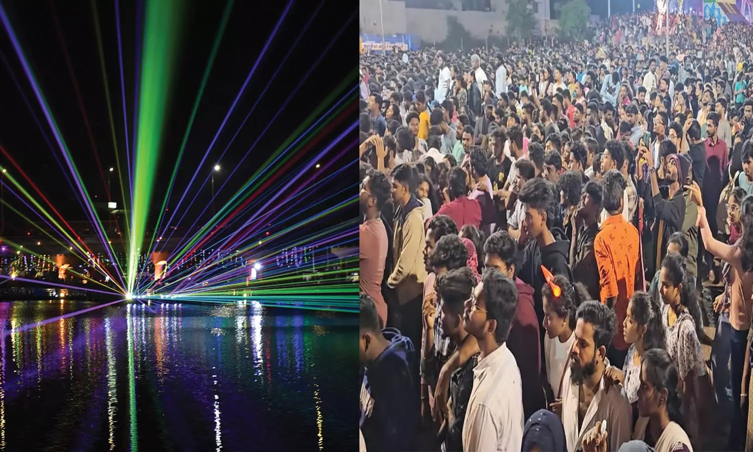 புத்தாண்டு கொண்டாட்டம்- கண்ணுக்கு விருந்தளித்த லேசர்-டிரோன் ஷோ