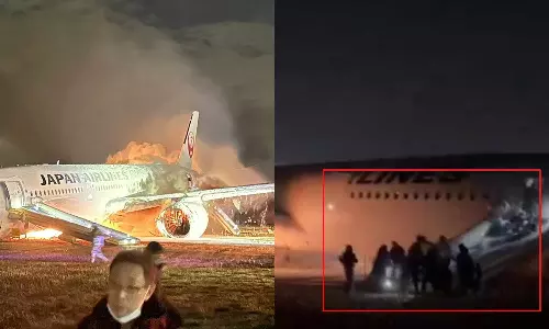 பற்றி எரியும் விமானத்தில் இருந்து வெளியேறும் பயணிகள்.. பதற வைக்கும் புது வீடியோ