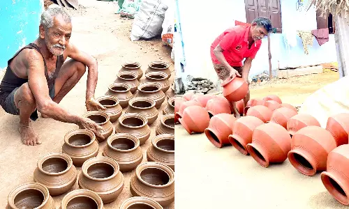 பொங்கல் பண்டிகையையொட்டி மண் பானைகள் தயாரிக்கும் பணி தீவிரம்