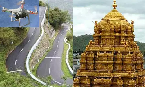 திருப்பதி மலையில் டிரோன் கேமரா பறக்க விட்ட ராணுவ வீரர்