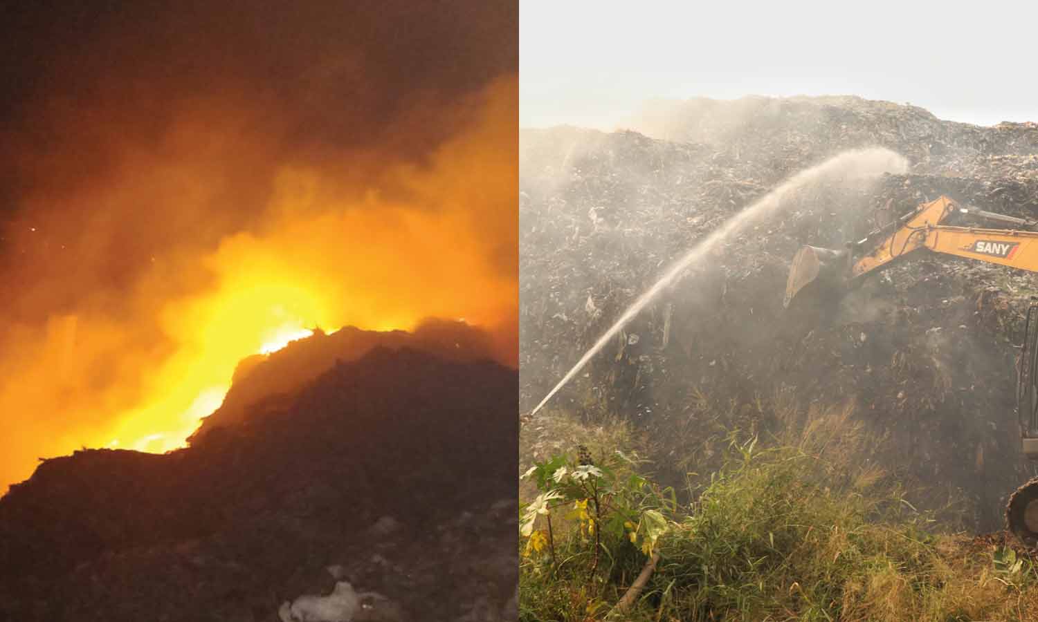 வலம்புரி விளை குப்பை கிடங்கில் பயங்கர தீ விபத்து: புகை மூட்டத்தால் குழந்தைகள், பெரியவர்கள் அவதி
