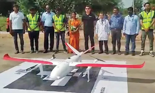 ஜிப்மரின் கிராம சமுதாய நலவழி மையத்துக்கு மருந்து எடுத்துச்செல்ல ட்ரோன் விமானம்
