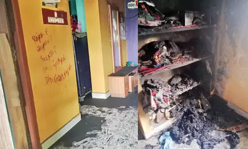 புதுச்சேரியில் வீட்டில் தீ விபத்து- புகை மூட்டத்தில் சிக்கிய போலீஸ் குடும்பம்