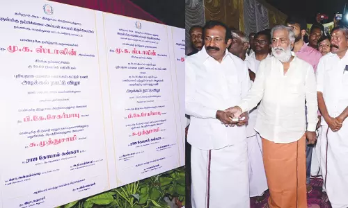 6 கோவில்களில் கட்டுமான பணிகளுக்கு அடிக்கல்- அமைச்சர்கள் தொடங்கி வைத்தனர்