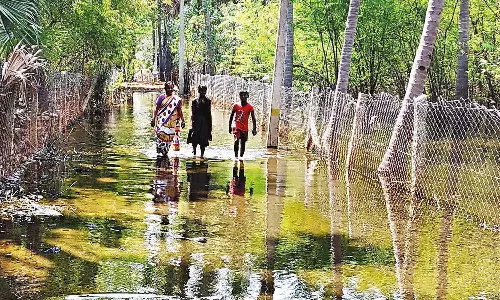 வடியாத வெள்ளம்: 2 மாதங்களாக தண்ணீரில் தத்தளிக்கும் கிராம மக்கள்