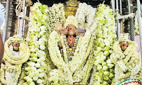 மாசித்திருவிழா 8-ம் நாள்: சண்முகர் வெள்ளை சாத்தி கோலத்தில் வீதி உலா