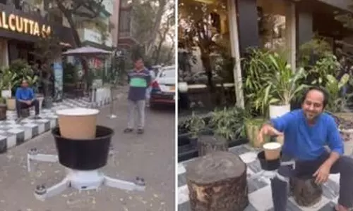 டிரோன் மூலம் காபி வினியோகிக்கும் ஓட்டல்