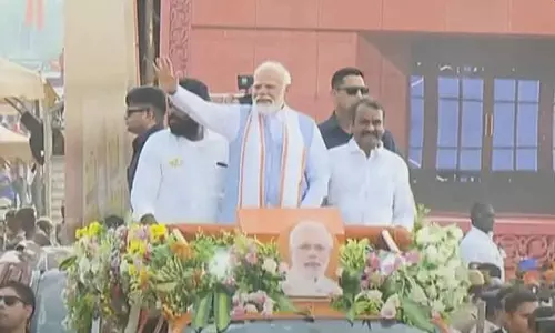 பல்லடத்தில் பிரதமர் மோடி- பா.ஜ.க.வினர் உற்சாக வரவேற்பு