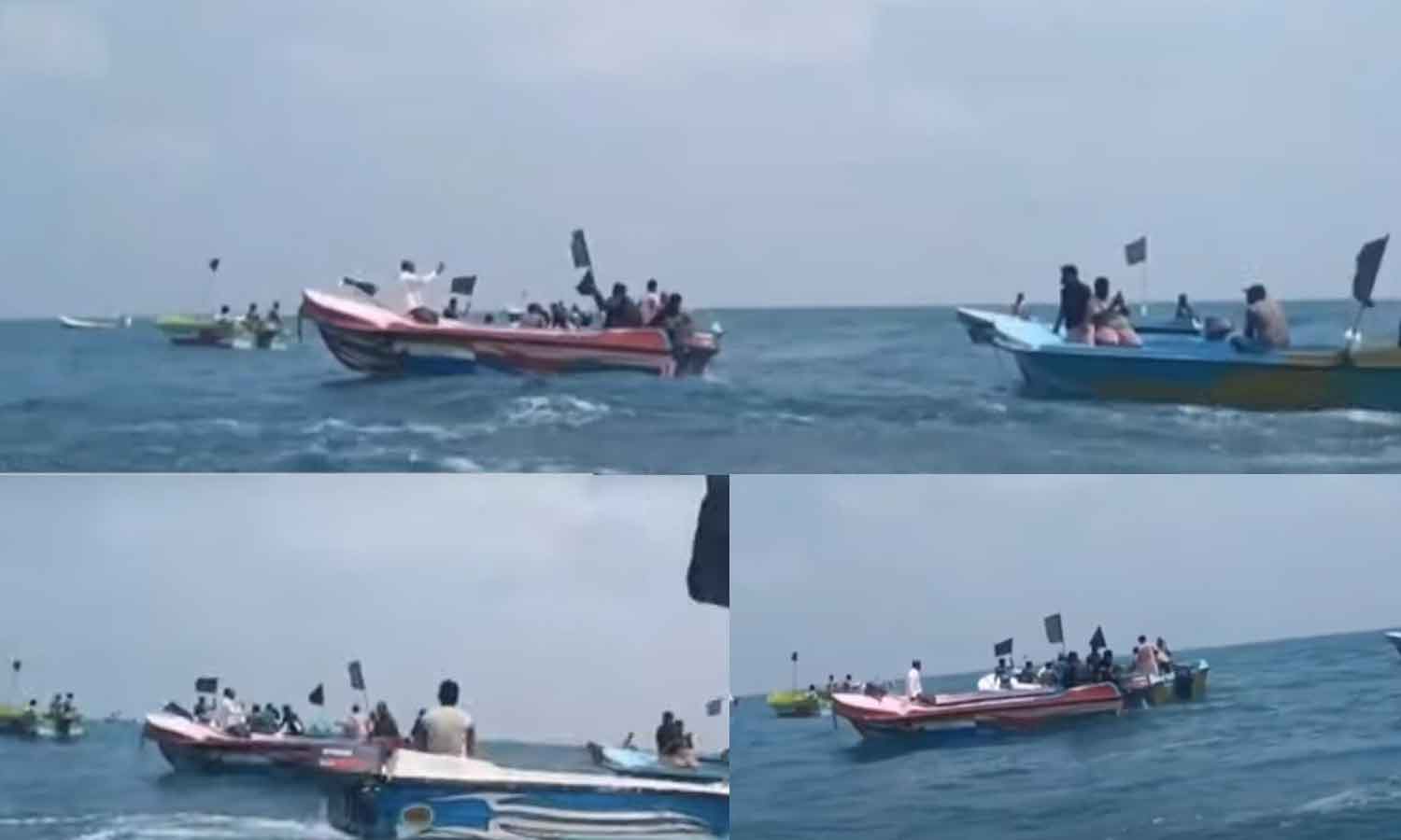 இலங்கையில் மீனவர்கள் கருப்பு கொடியுடன் பேராட்டம்: ராமேசுவரம் மீனவர்கள் மீன்பிடிக்க செல்ல வேண்டாம் என எச்சரிக்கை