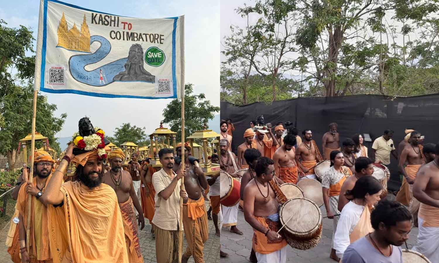 பல்வேறு மாநிலங்களில் இருந்து ஈஷாவுக்கு பாத யாத்திரை வந்த சிவ பக்தர்கள்- 63 நாயன்மார்களுடன் ஆதியோகி தேர் பவனி