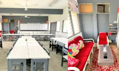 வகுப்பறையை அலங்கரித்து கவனம் ஈர்த்த ஆசிரியர்