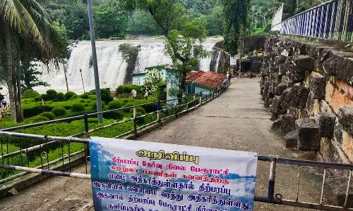 கோதையாற்றில் வெள்ளப்பெருக்கு: திற்பரப்பு அருவியில் குளிக்க தடை