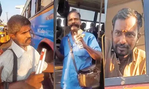 பார்வையற்ற மாற்றுத்திறனாளியை மாநகர பஸ்சில் ஏற்ற மறுத்த டிரைவர்-கண்டக்டர்