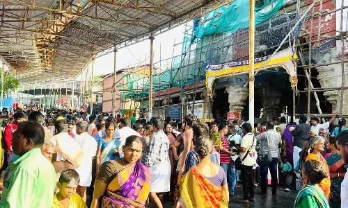 திருச்செந்தூர் சுப்பிரமணிய சுவாமி கோவிலில் குவிந்த பக்தர்கள்- 5 மணி நேரம் காத்திருந்து சாமி தரிசனம் செய்தனர்