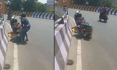 கோயம்பேடு மேம்பாலத்தில் இளம்பெண்ணை கொடூரமாக தாக்கிய இளைஞர்