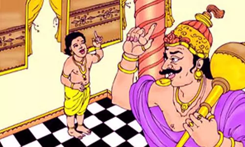 இரணியன் எதிரியாக பார்த்த நாராயணர் மேல் பக்தி கொண்ட பிரகலாதன்