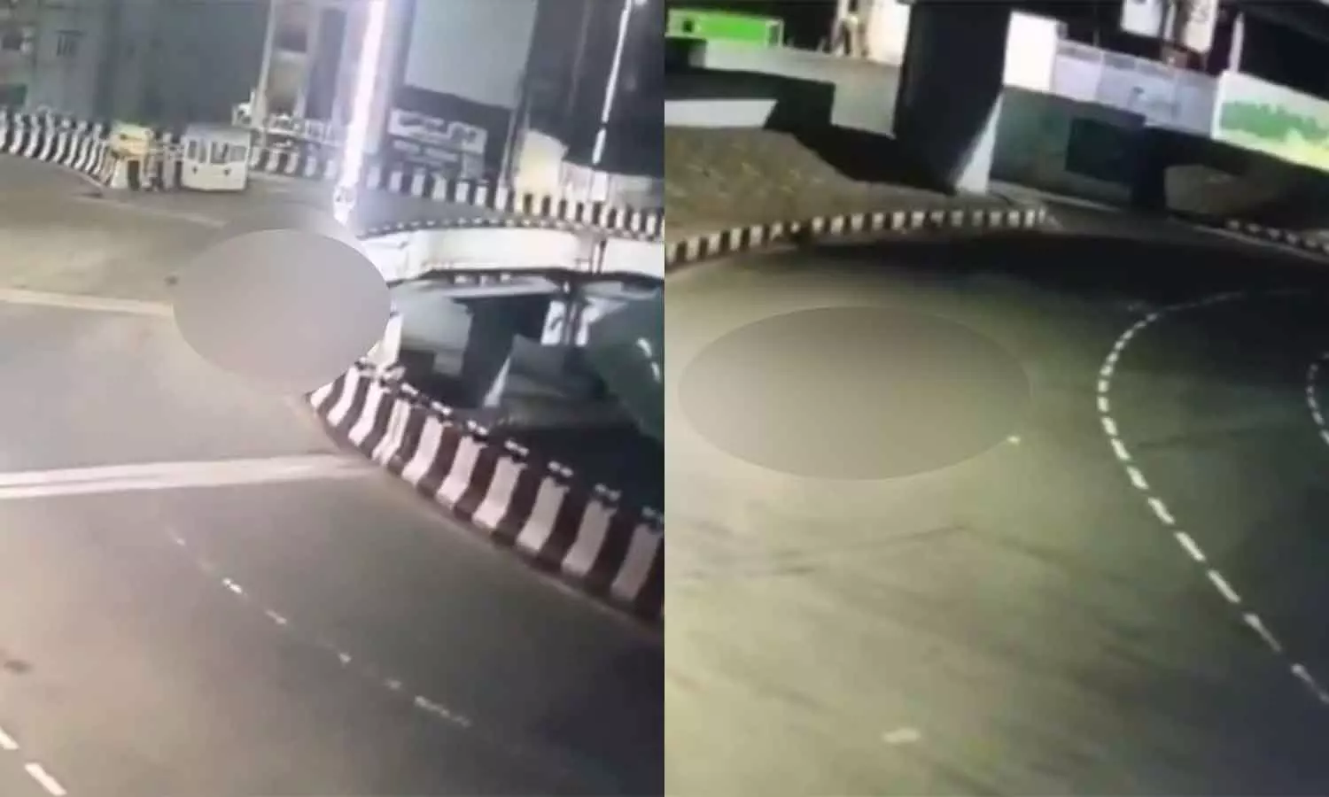 மேம்பால தடுப்பில் மோதி தூக்கி வீசப்பட்ட 3 வாலிபர்கள் - பதறவைக்கும் வீடியோ