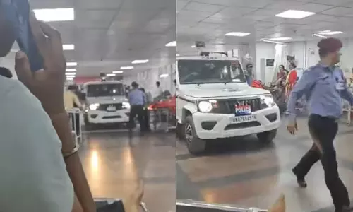 எய்ம்ஸ் அவசர சிகிச்சை பிரிவுக்குள் சென்ற போலீஸ் வாகனம்- வீடியோ வைரல்