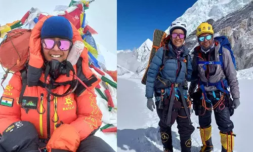 இளம்வயதில் புதிய சாதனை: 16 வயதில் எவரெஸ்ட் சிகரம் ஏறிய கடற்படை அதிகாரியின் மகள்