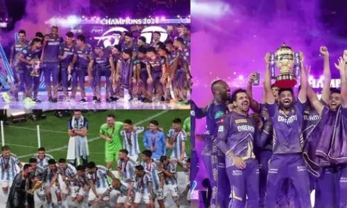 வெற்றிக் கோப்பையுடன் மெஸ்ஸியை நினைவூட்டிய ஸ்ரேயாஸ்..  வைரலாகும் வீடியோ