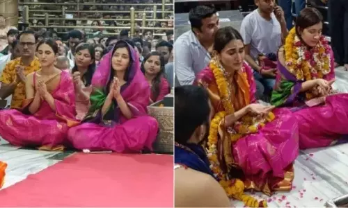 கோவிலில் சாமி தரிசனம் செய்த அரண்மனை நடிகை