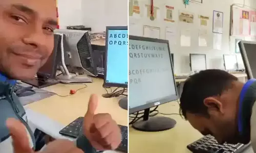 மூக்கை கொண்டு வேகமாக தட்டச்சு... 3-வது முறையாக உலக சாதனை படைத்த இந்தியர்