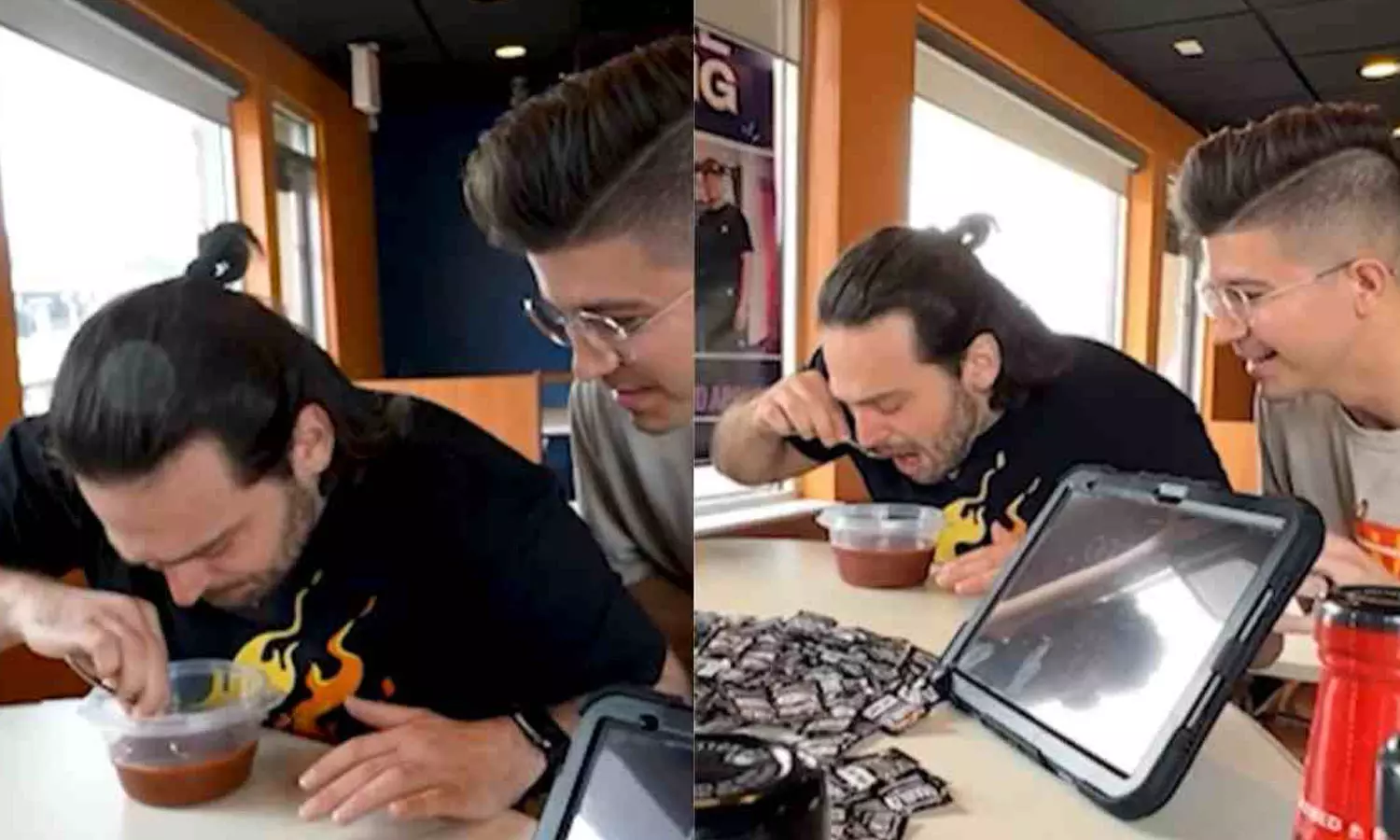 300 கிராம் மிளகாய் சாஸை சாப்பிட்டு கின்னஸ் சாதனை படைத்த வாலிபர்- வீடியோ