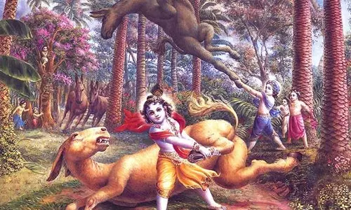 மாமன் கம்சன் அனுப்பிய அரக்கர்களை சிறு வயதிலேயே வதம் செய்த கண்ணன்