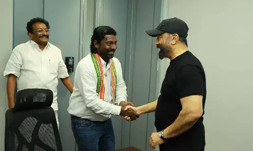 கமல்ஹாசனை நேரில் சந்தித்து வாழ்த்து பெற்றார் விஜய் வசந்த்