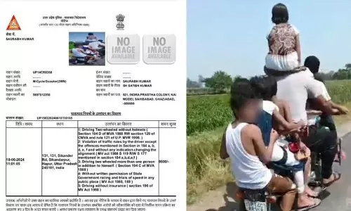ஒரே பைக்கில் 7 பேர் பயணம் - 9,500 ரூபாய் அபராதம் விதித்த காவல்துறை
