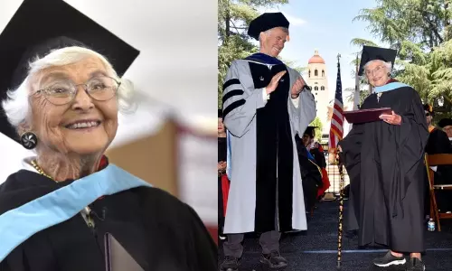 2-ம் உலகப் போரில் விட்டது.. 105 வயதில் முதுகலை பட்டம்.. மூதாட்டியின் விடாமுயற்சி - வீடியோ