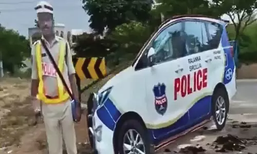 டிராபிக் போலீஸ் கட்அவுட்டை பார்த்து பயந்து ஹெல்மெட் மாட்டிய வாகன ஓட்டி - வைரல் வீடியோ