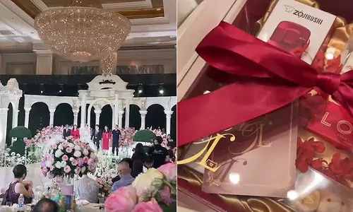 கிரேசி ரிச் ஏசியன் பாணியில் திருமணம் - விருந்தினர்களுக்கு காத்திருந்த இன்ப அதிர்ச்சி