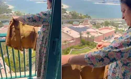 துபாய் நட்சத்திர ஓட்டலில் துணியை உலர வைத்த இந்திய பெண்- வீடியோ