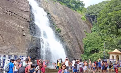 விடுமுறை எதிரொலி: குற்றாலம் அருவிகளில் குளிக்க படையெடுக்கும் சுற்றுலாப் பயணிகள்