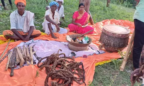 12 மலை கிராம மக்கள் நடத்திய வினோத திருவிழா: மரம், கத்தி, மேளத்துக்கு பூஜை